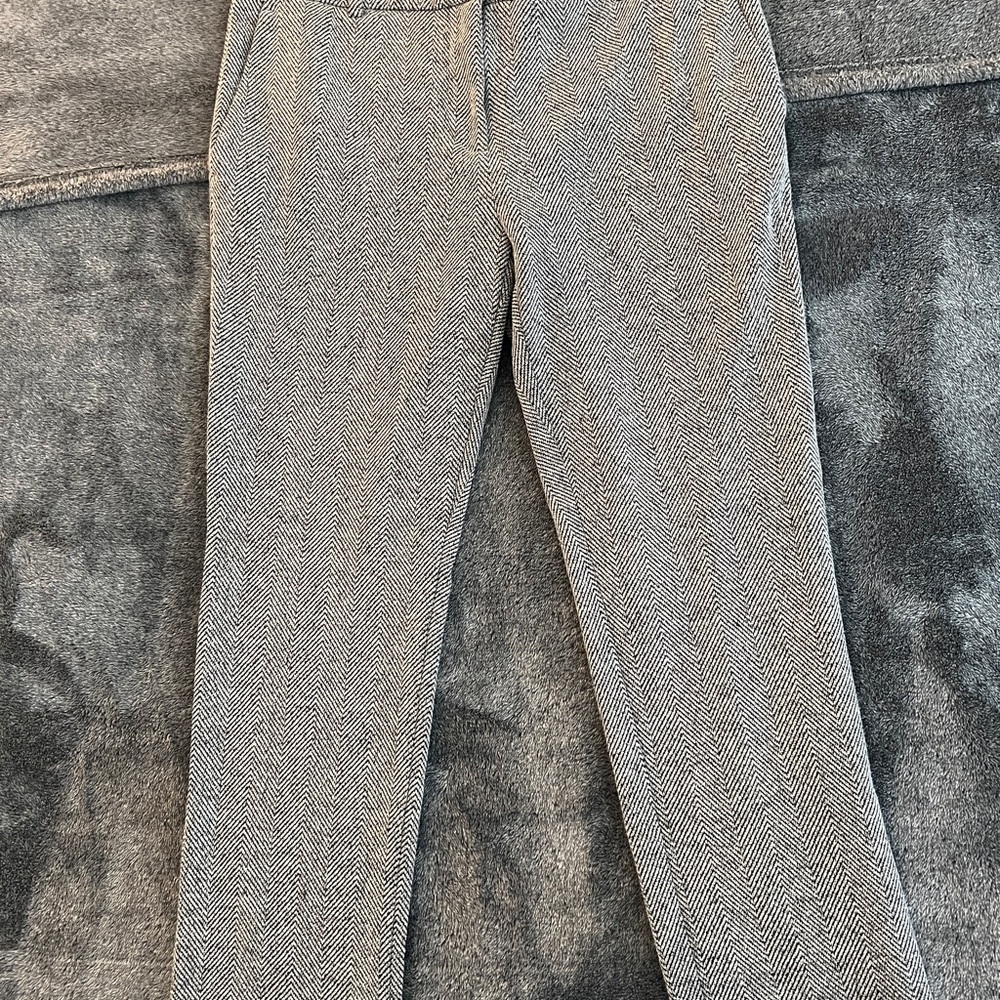 Ann Taylor Gray and Black Herringbone Dress Pants